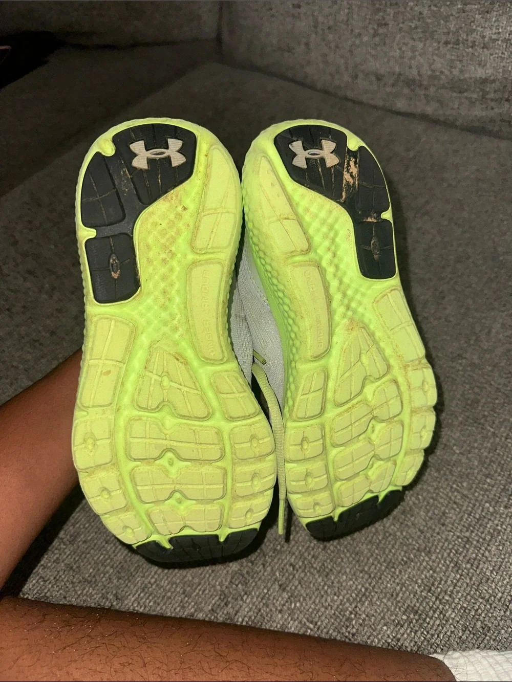 Under Armour Kids' Gray and Neon Green Athletic Sneakers